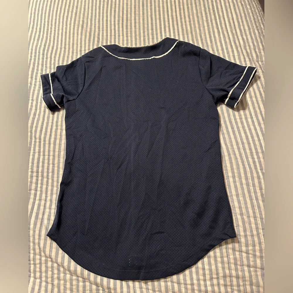 Guess Kids Navy Blue Mesh Baseball Jersey‎ Snap Front Yellow Logo Sporty Top